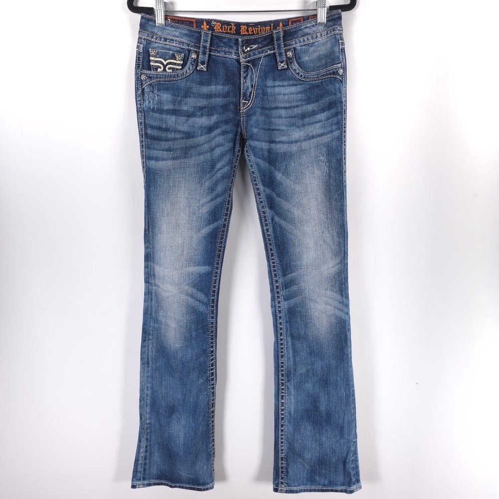 ROCK REVIVAL Women’s PENNY BOOT Jeans Rhinestone‎ STYLE RE82588L Size 28